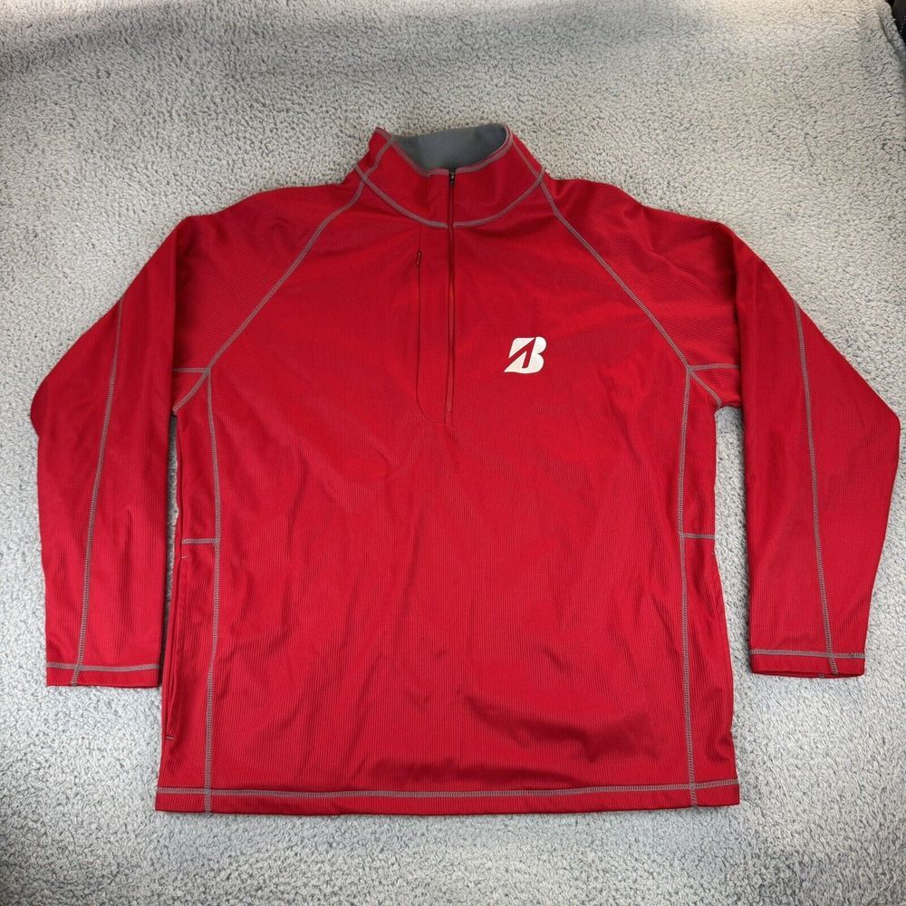 Antigua Red Desert Dry X-Tra Lite 1/2 Zip Pullover Bridgestone Tour Logo Large